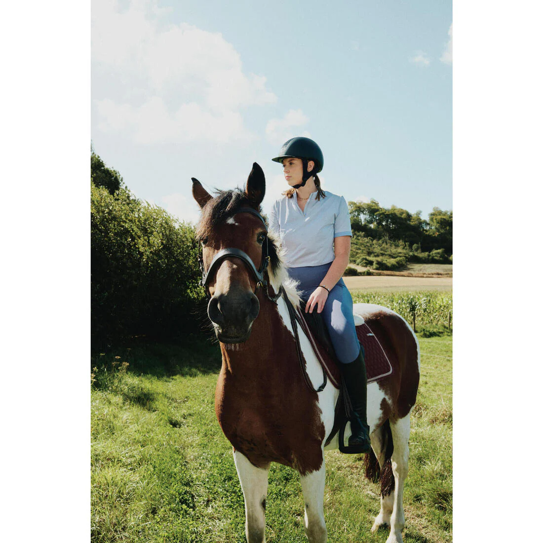 Women's Lightweight Full Grip Horse Riding Summer Leggings - Comet Blue - Image 7