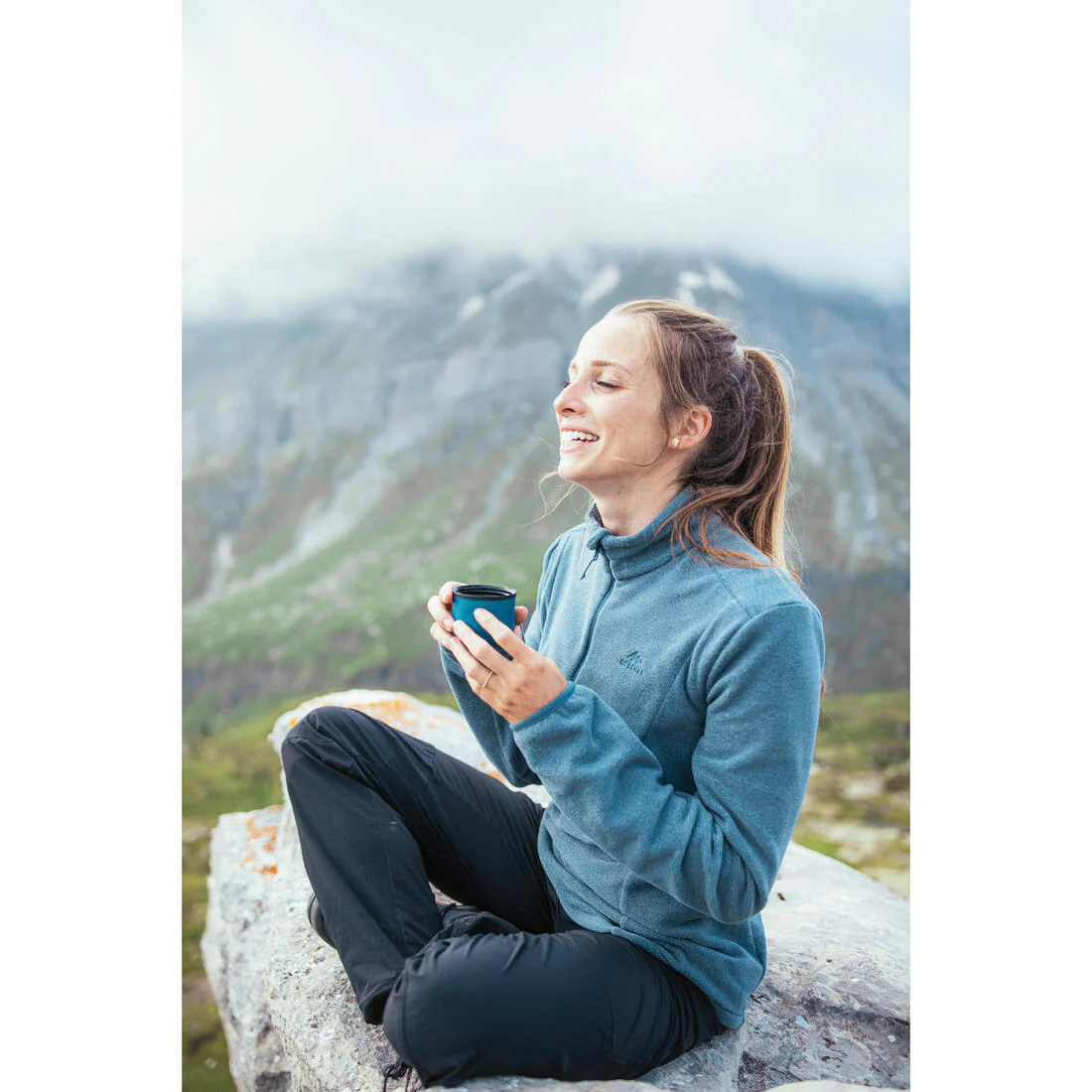 Womenâs mountain hiking fleece jacket, MH100 Full Zip - Blue - Image 4