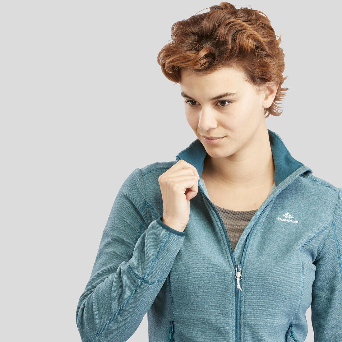Womenâs mountain hiking fleece jacket, MH100 Full Zip - Blue - Image 5