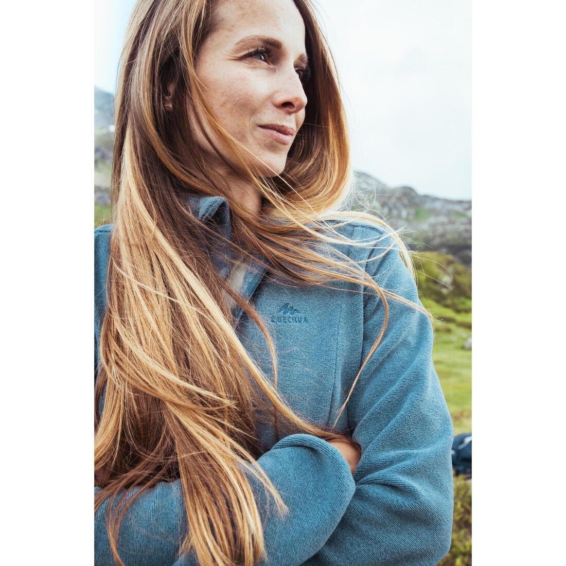 Womenâs mountain hiking fleece jacket, MH100 Full Zip - Blue - Image 8