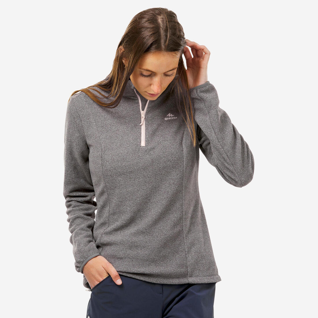 Women's Mountain Hiking Fleece MH100 - Grey