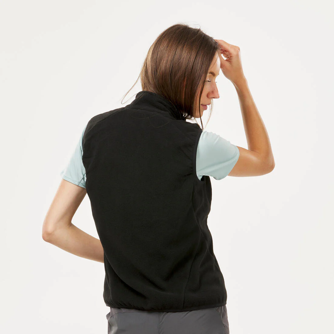 Women’s Mountain Walking Sleeveless Fleece Jacket MH100 - Black - Image 3