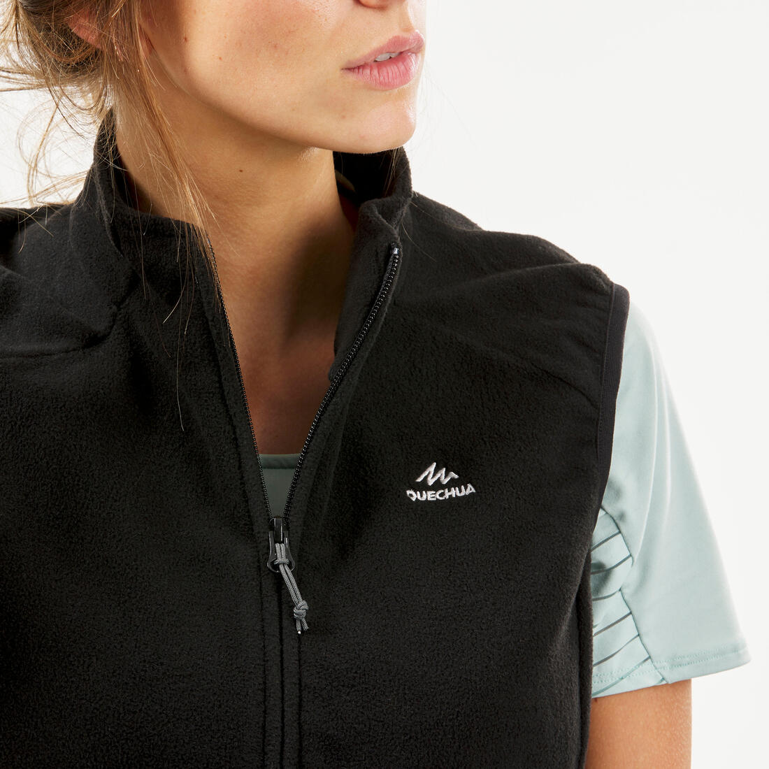 Women’s Mountain Walking Sleeveless Fleece Jacket MH100 - Black - Image 4