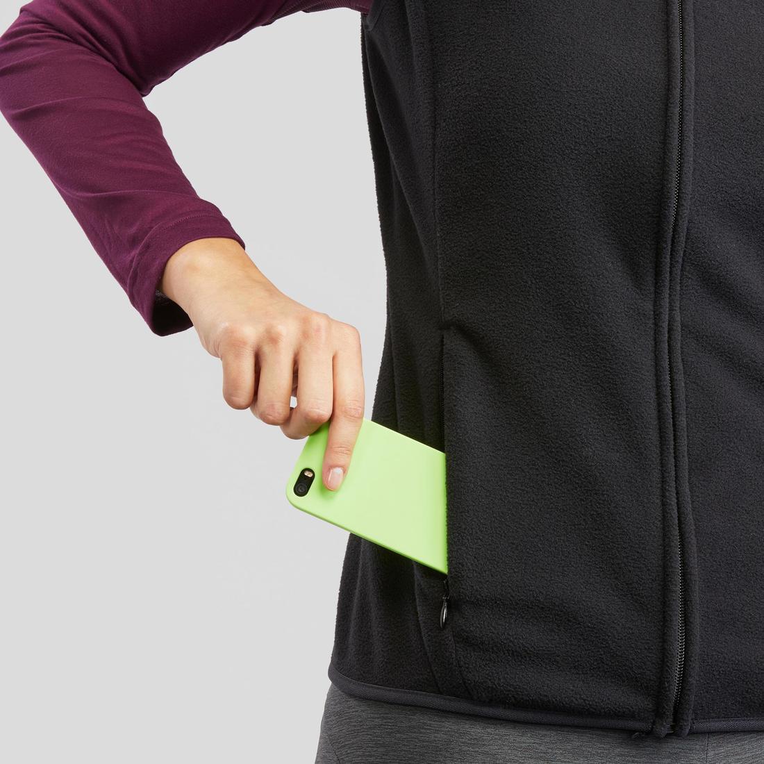 Women’s Mountain Walking Sleeveless Fleece Jacket MH100 - Black - Image 5