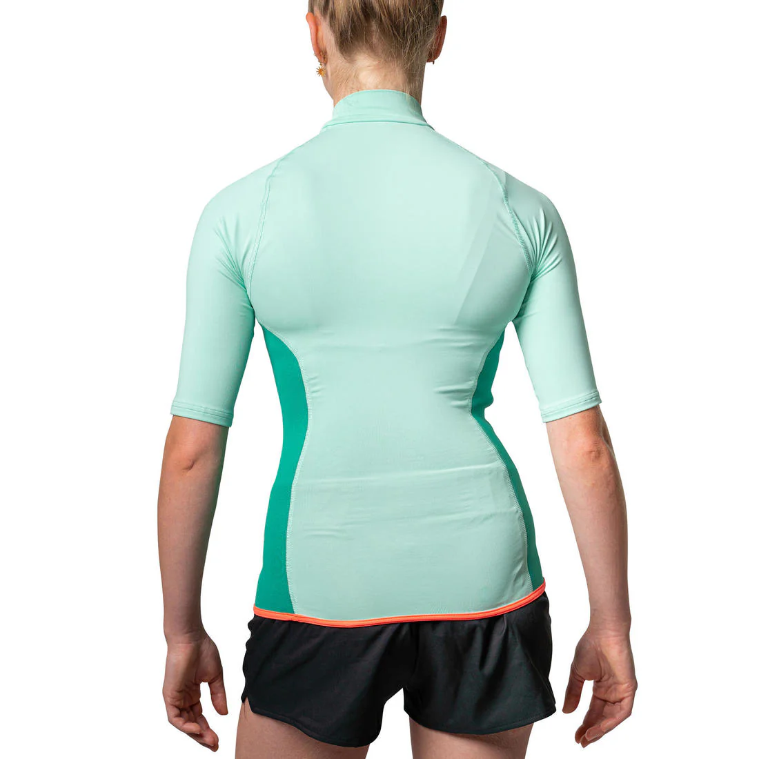 Women's short-sleeve neoprene thermal top 100 - turquoise - Image 4