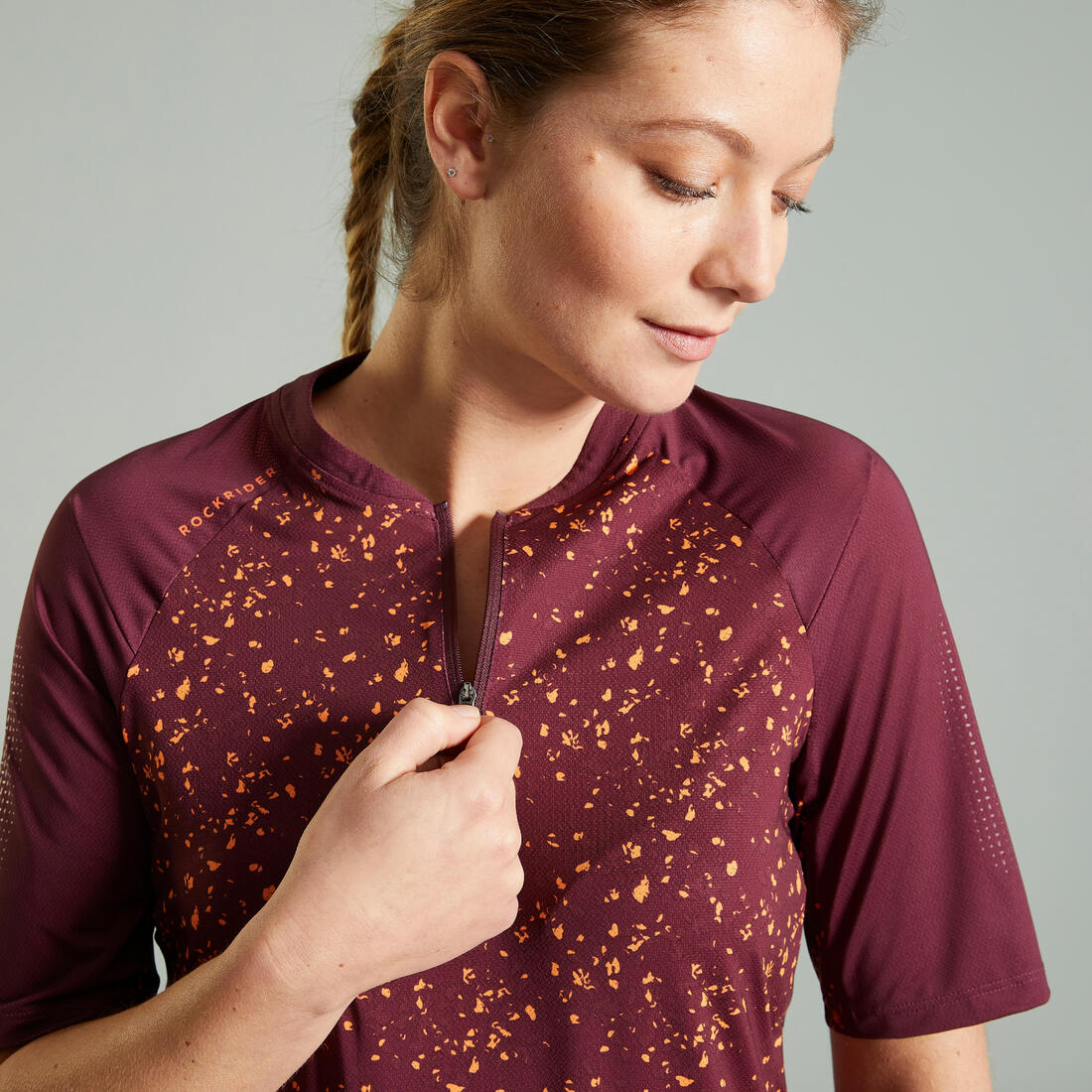 Women's Short-Sleeved Mountain Bike Jersey EXPL 500 - Burgundy - Image 3