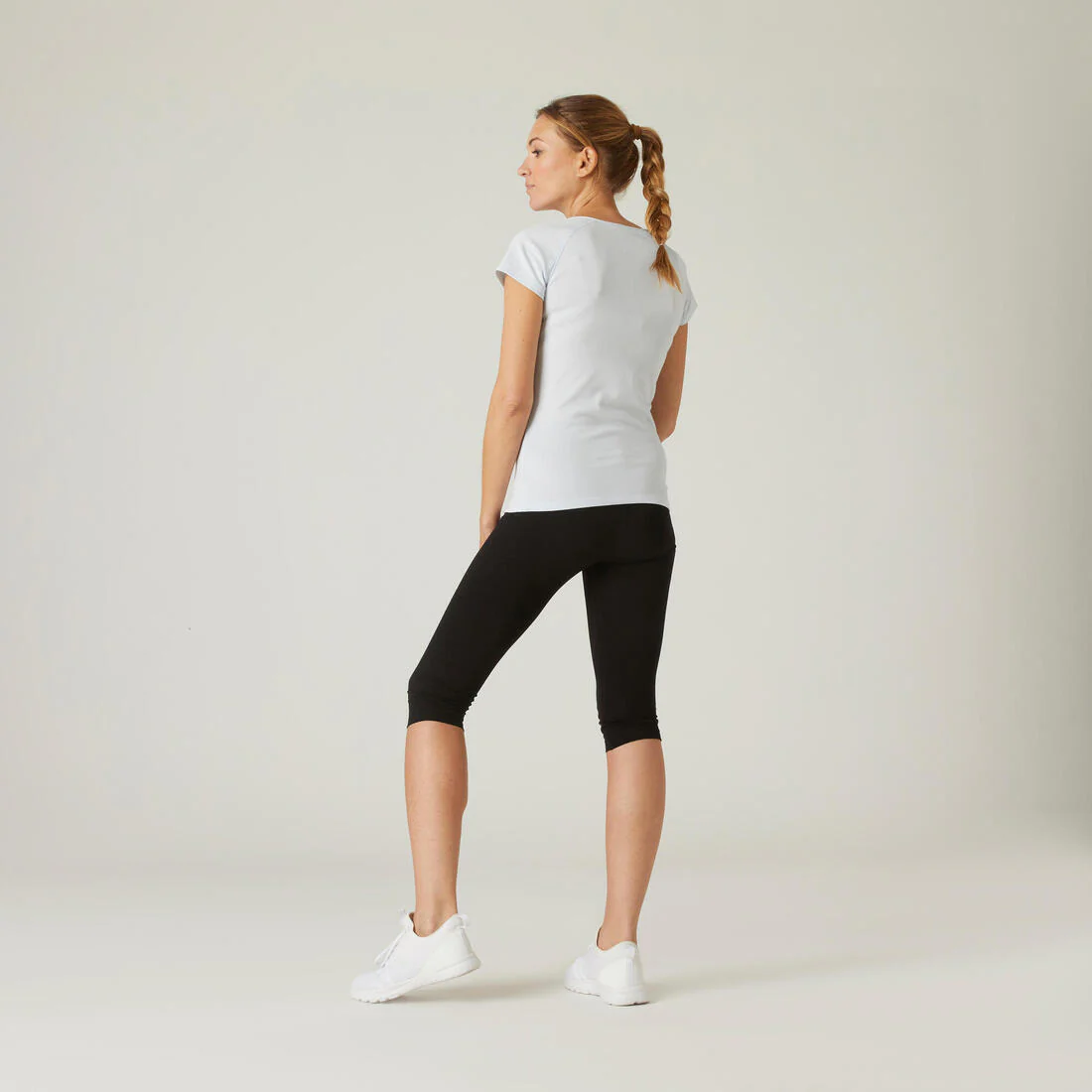 Women's Slim-Fit Fitness Cropped Bottoms 500 - Black - Image 3