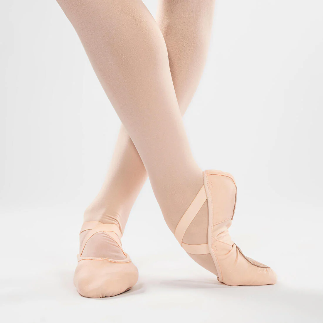 Women's Split-Sole Canvas Demi-Pointe Ballet Shoes - Salmon - Image 3