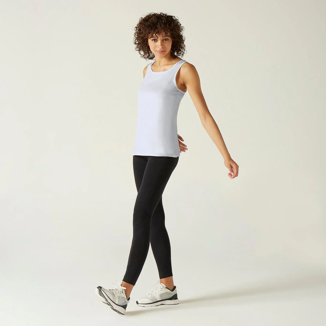 Women's Straight-Cut Crew Neck Cotton Fitness Tank Top 100 - Icy - Image 3