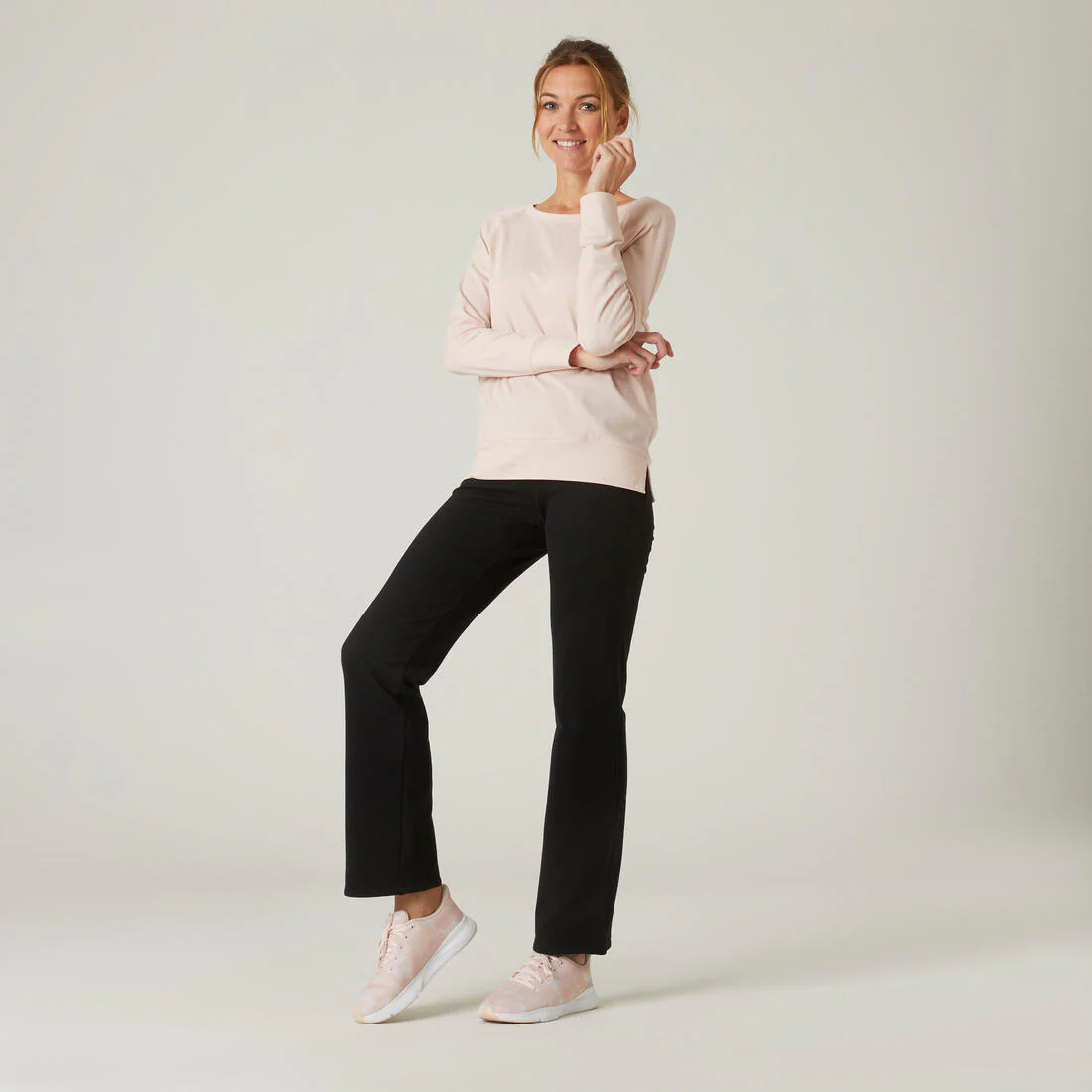 Women's Straight-Fit Fitness Jogging Bottoms 120 - Black - Image 3