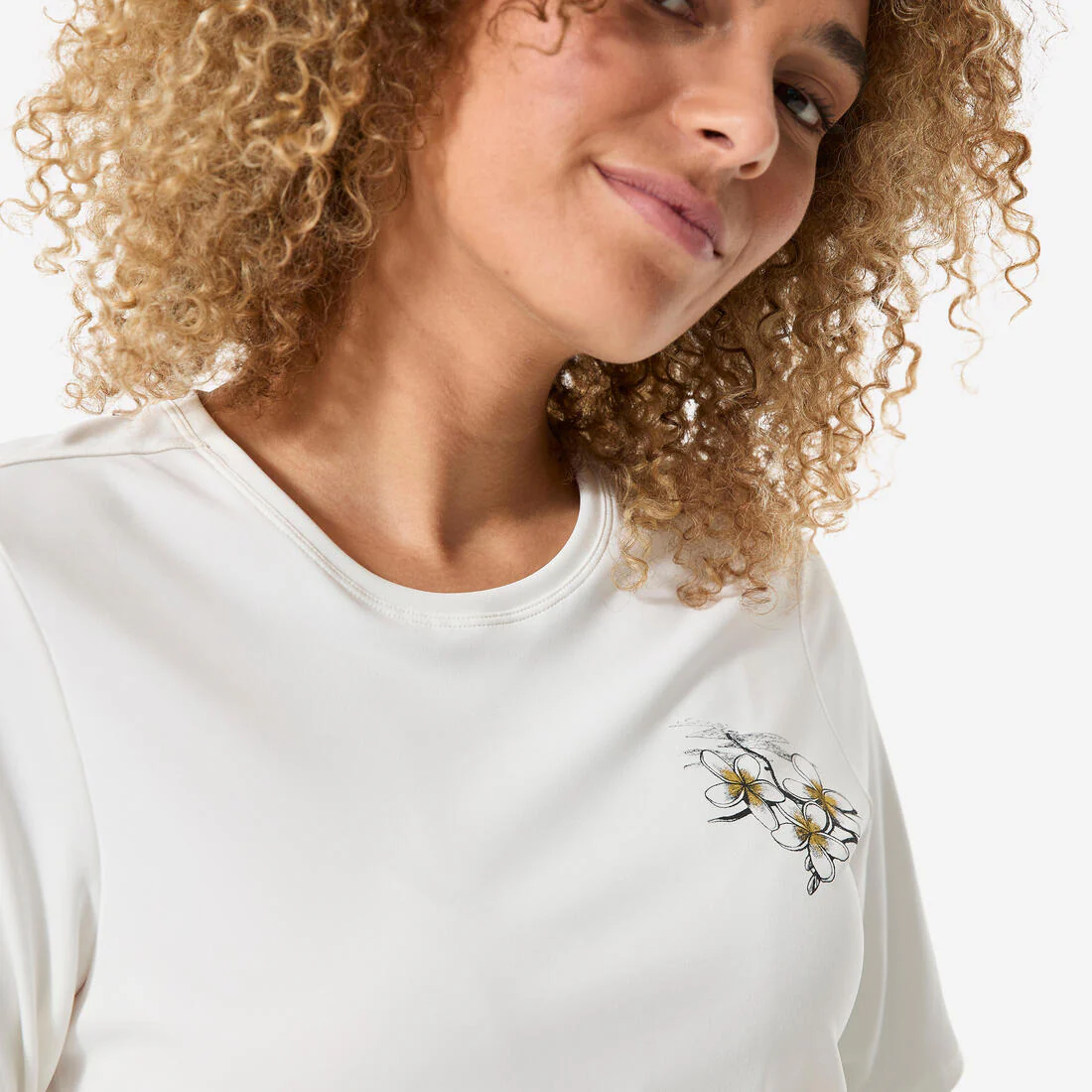 Women’s surfing short sleeve UV-protection t-shirt - Malou greige - Image 6