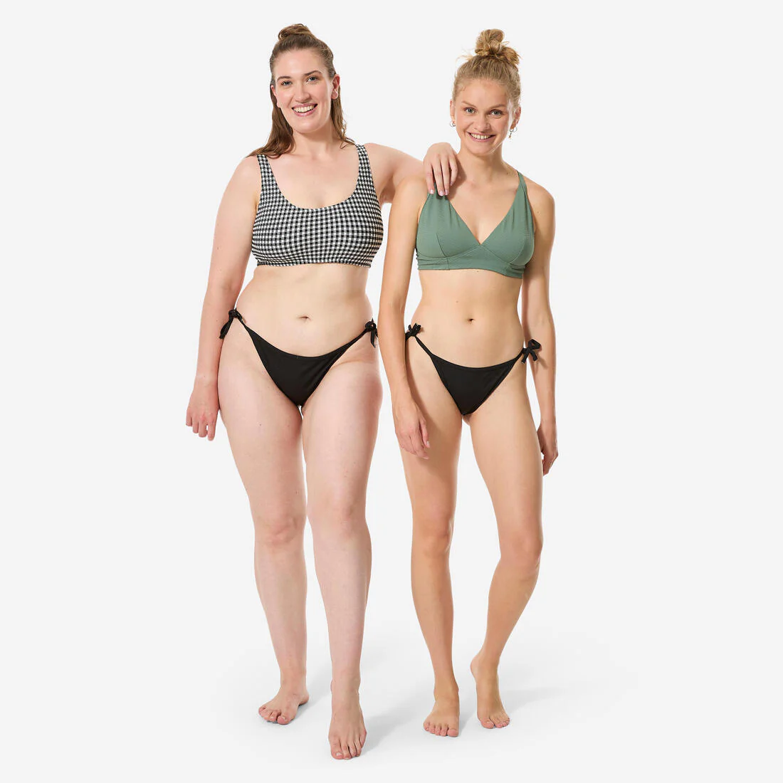 Women’s surfing textured tie-side bikini bottom briefs, Sandy simy black - Image 2