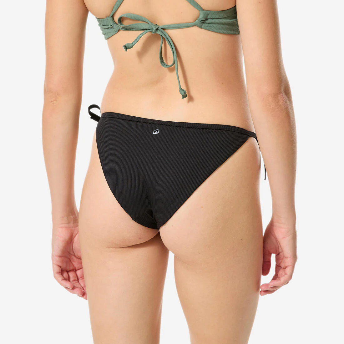 Women’s surfing textured tie-side bikini bottom briefs, Sandy simy black - Image 4