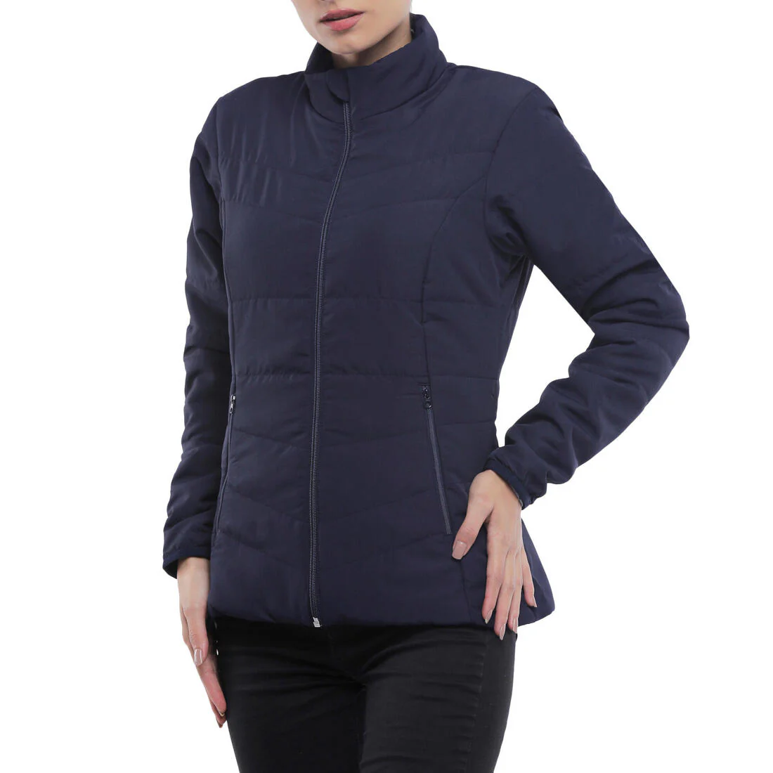 Women’s synthetic trekking down jacket MT50 5°C - Blue - Image 2