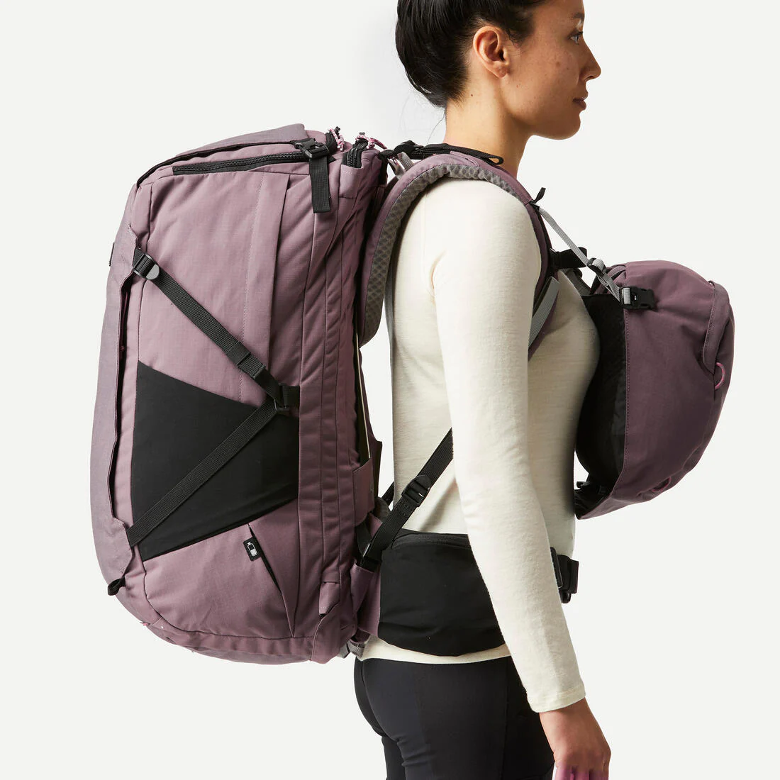 Women's Travel 900 60+6L suitcase-style travel backpack - Brown - Image 14