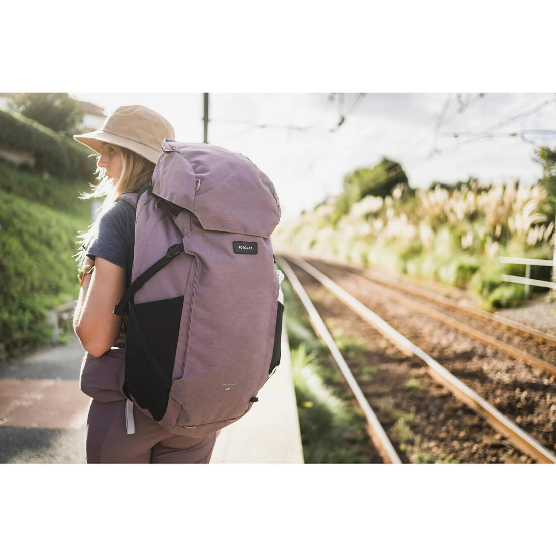 Women's Travel 900 60+6L suitcase-style travel backpack - Brown - Image 2