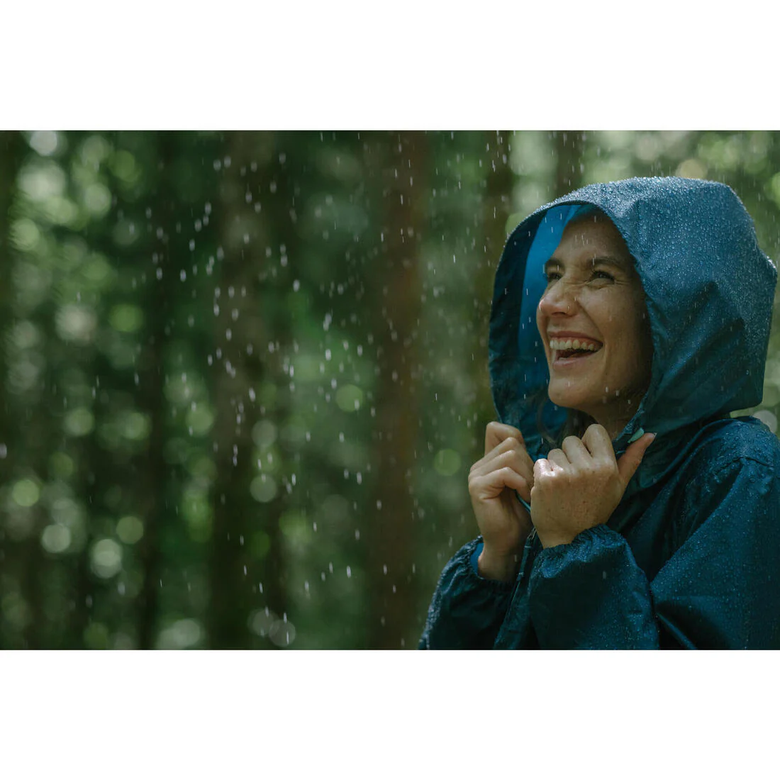 Women’s Water-repellent, Windproof Hiking Jacket Raincut 1/2 Zip - Blue - Image 10