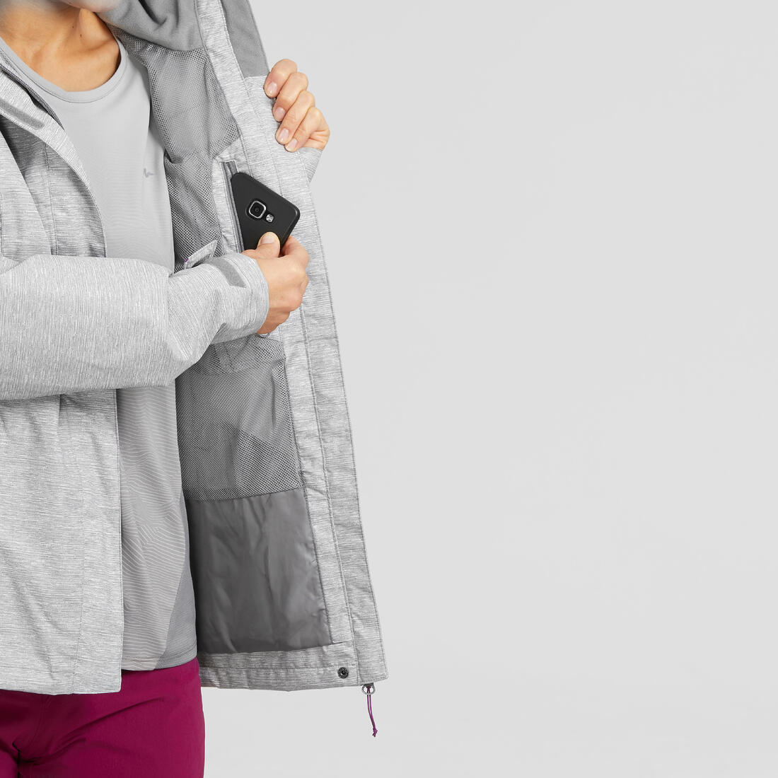 Women's waterproof hiking jacket MH100 - Grey - Image 8