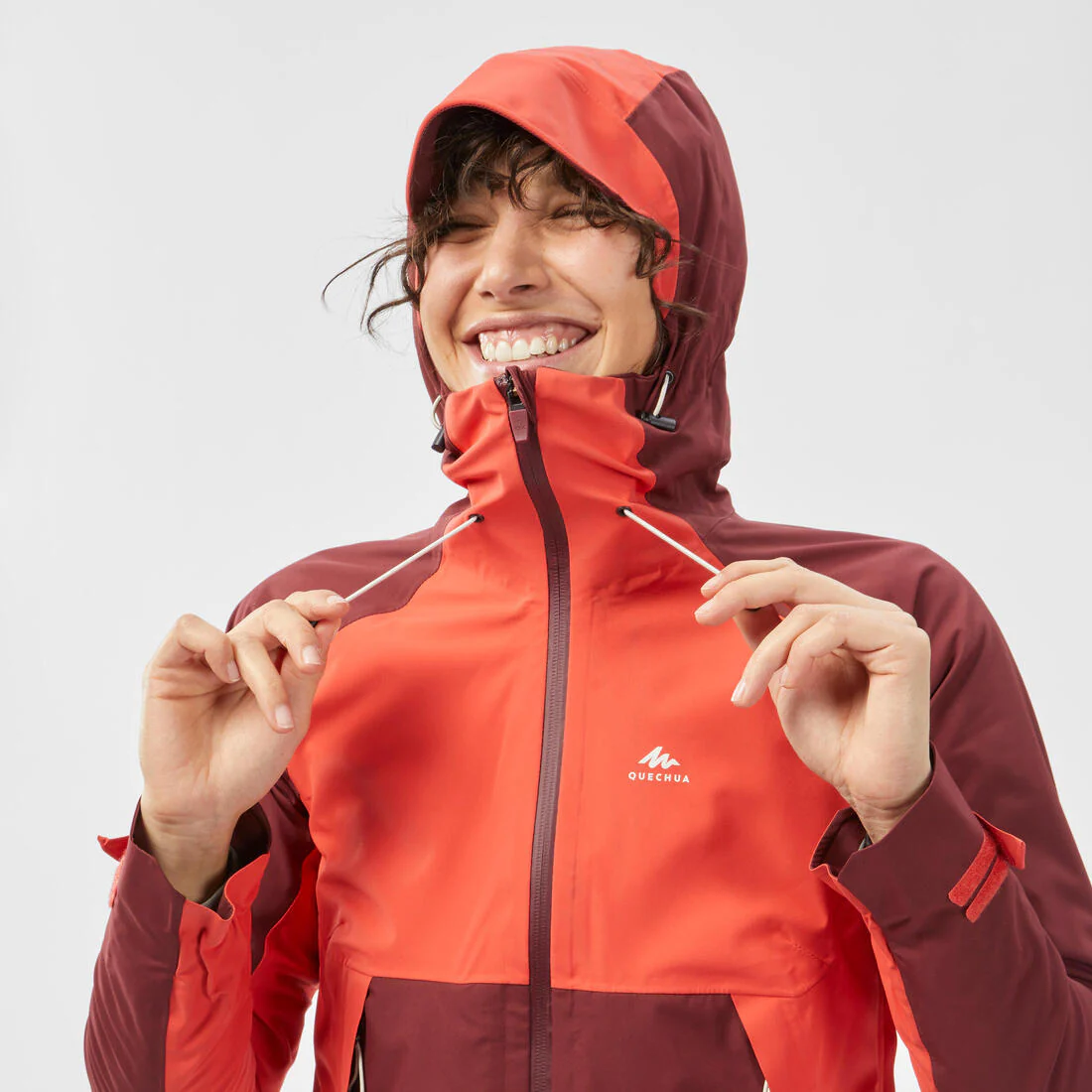 Women’s waterproof hiking jacket, MH500 - Orange & - Image 25