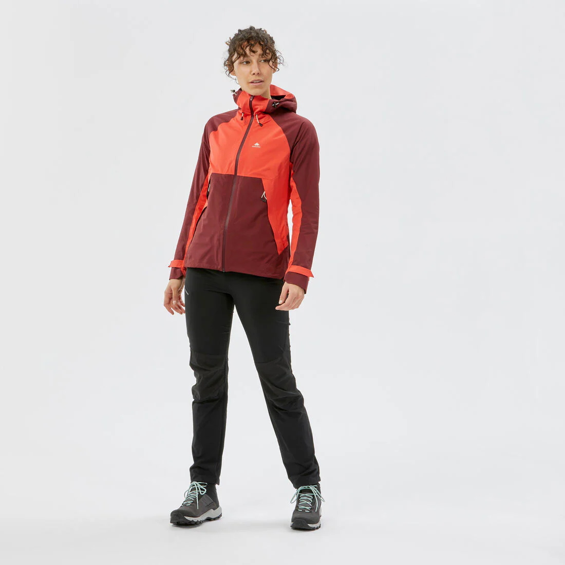 Women’s waterproof hiking jacket, MH500 - Orange & - Image 3