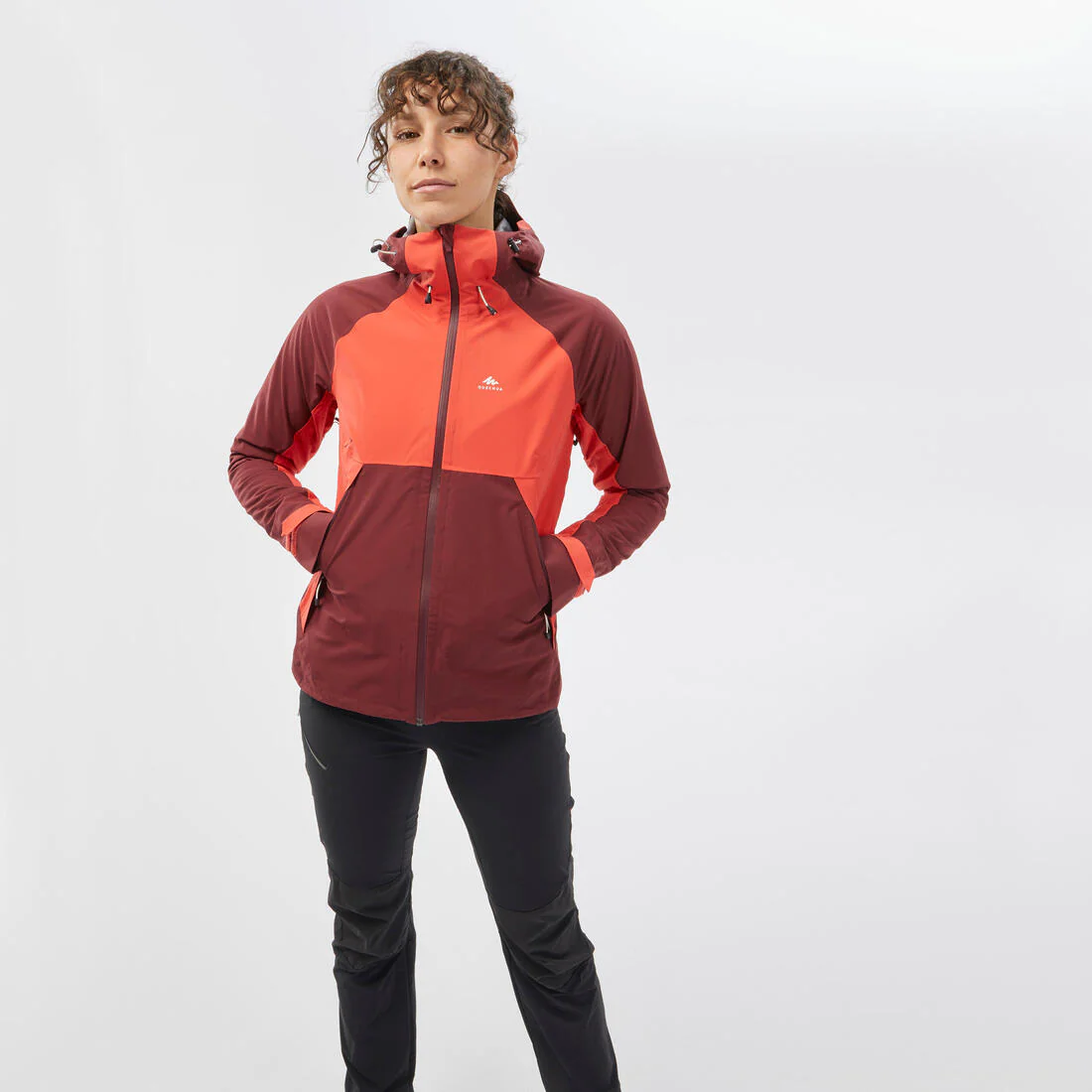 Women’s waterproof hiking jacket, MH500 - Orange & - Image 38