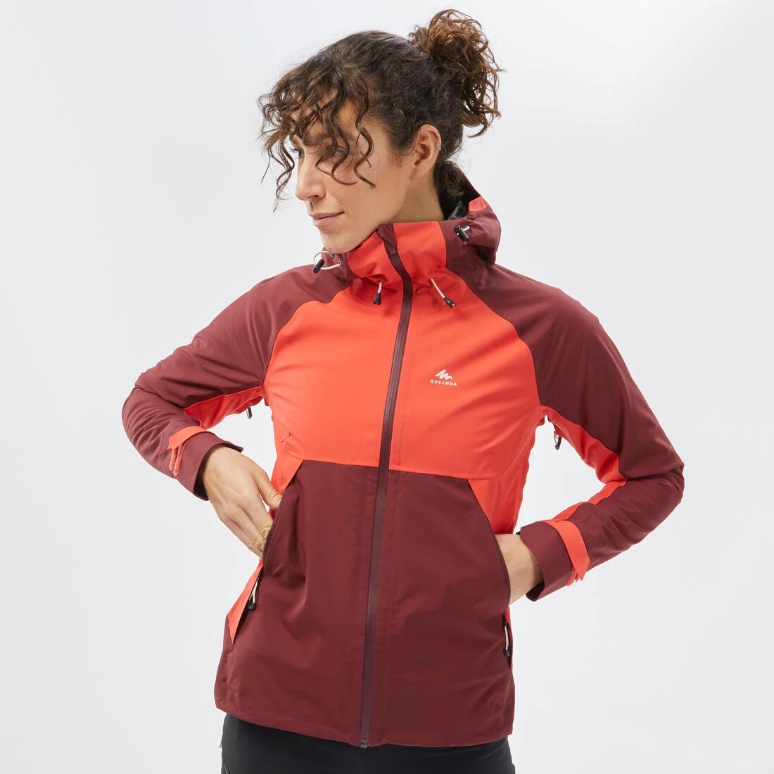 Women’s waterproof hiking jacket, MH500 - Orange & - Image 39