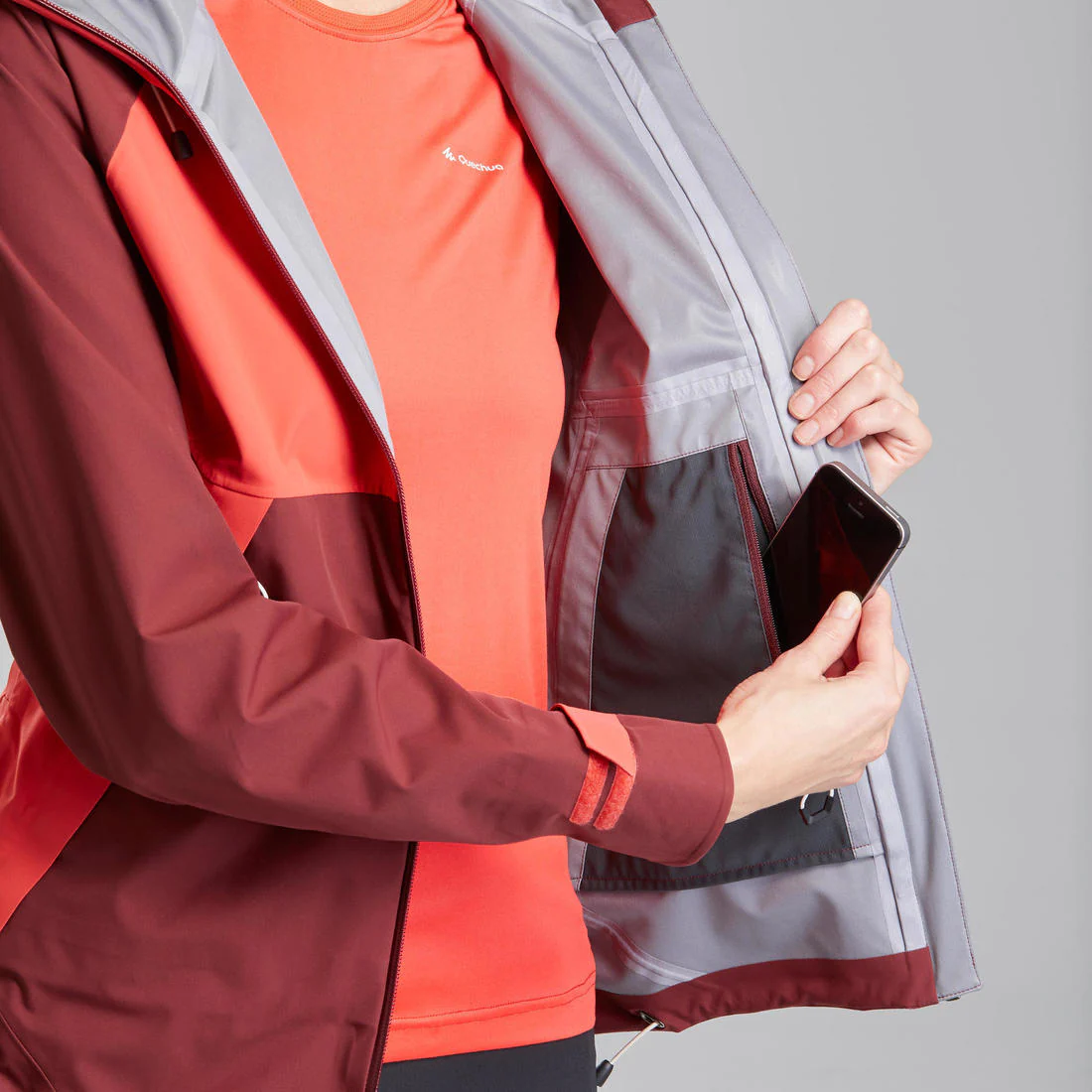 Women’s waterproof hiking jacket, MH500 - Orange & - Image 45