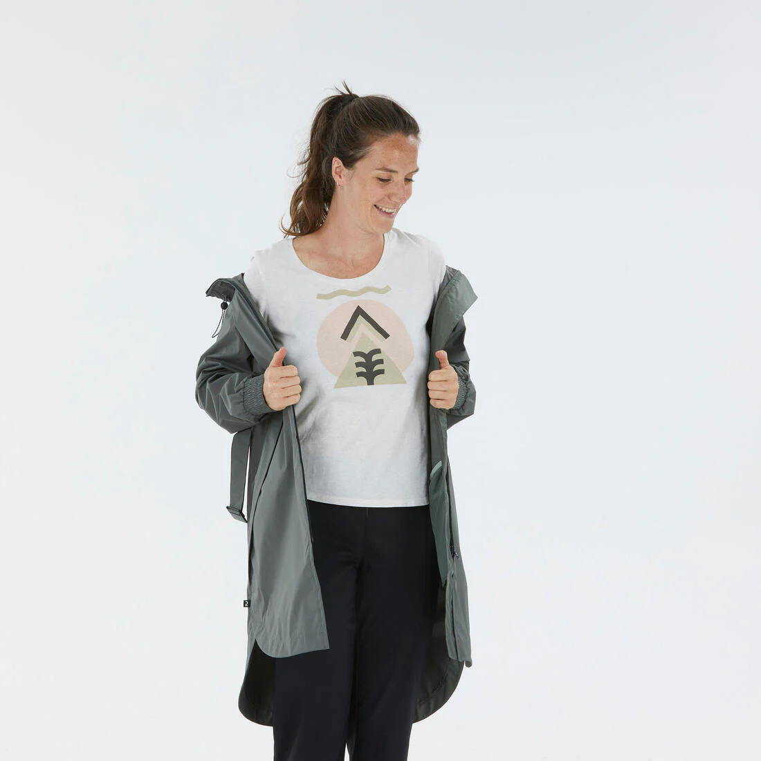 Women’s waterproof hiking jacket, Raincut Long - Image 11